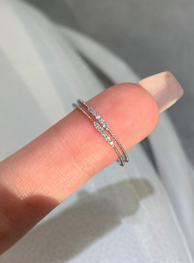 S925纯银mini满钻极细戒指女