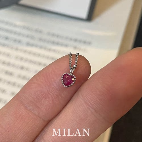 S925纯银mini爱心吊坠项链女