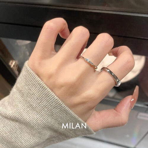 S925纯银轻奢高级感素圈戒指女