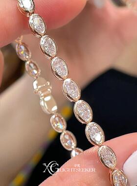 S925纯银玫瑰金泡泡钻手链女