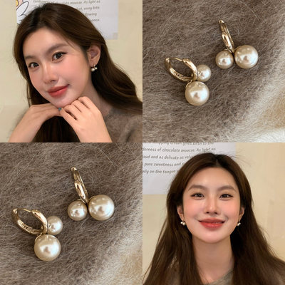 S925纯银摩卡小樱桃双珠耳环女