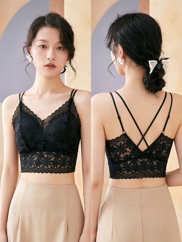 蕾丝美背内衣女小胸聚拢显大无钢圈文胸罩夏季薄款防走光抹胸裹胸