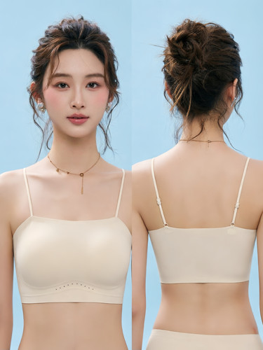 粉底液隐形抹胸背心女士舒适无痕内衣小胸聚拢文胸细肩带吊带美背