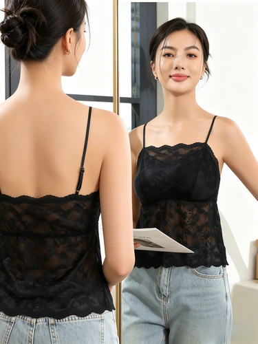 炸街囡新款细带防走光大胸美背吊带胸钢圈裹胸内衣性蕾丝抹胸上衣
