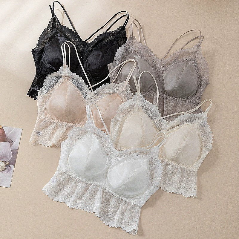 2026法式蕾丝欧货大码吊带背心女无钢圈聚拢美背性感交叉舒适内衣