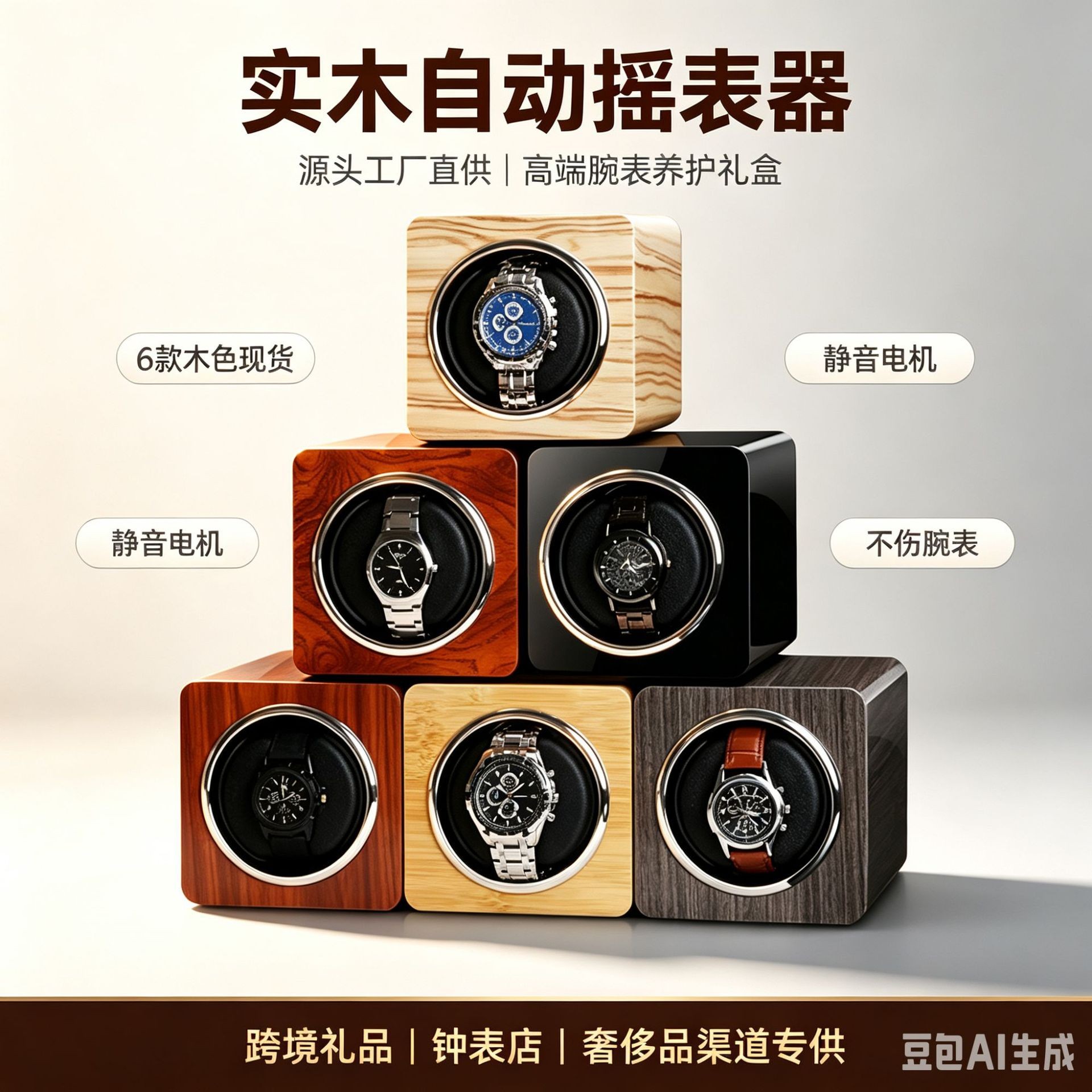 现货高档摇表器木质手表自动上链表盒机械表转表器马达盒收藏