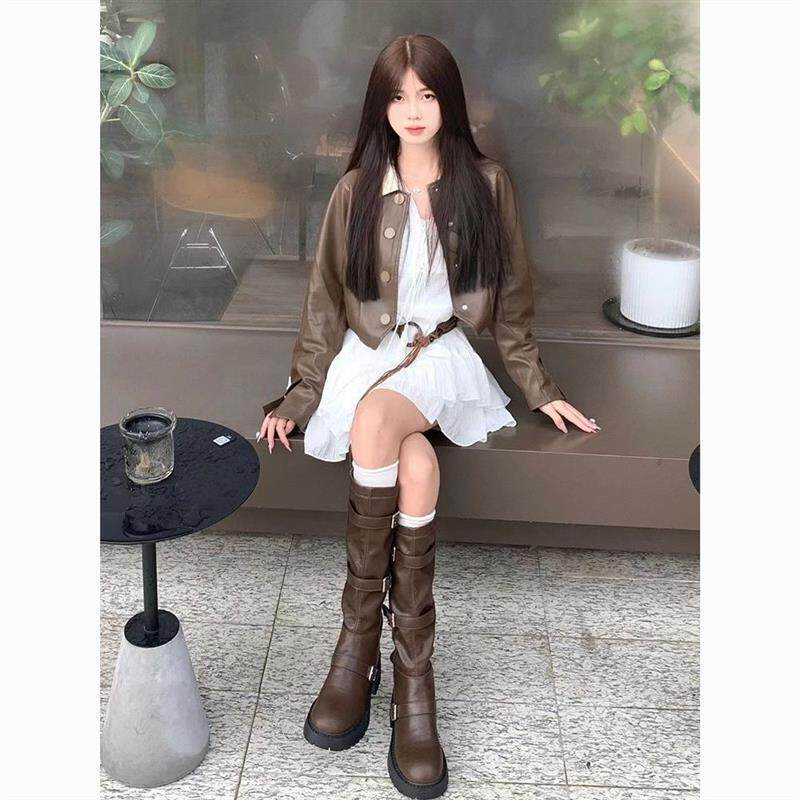 长筒靴女款2026秋季新款高筒棕色小个子长靴不过膝厚底靴子骑士靴