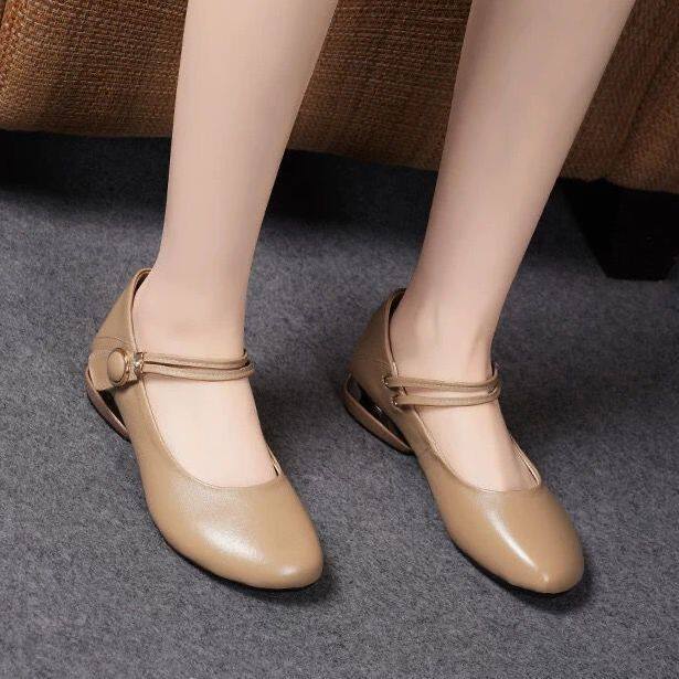女鞋2026春秋软皮浅口软底平底妈妈新款女士皮鞋圆头休闲舒适单鞋