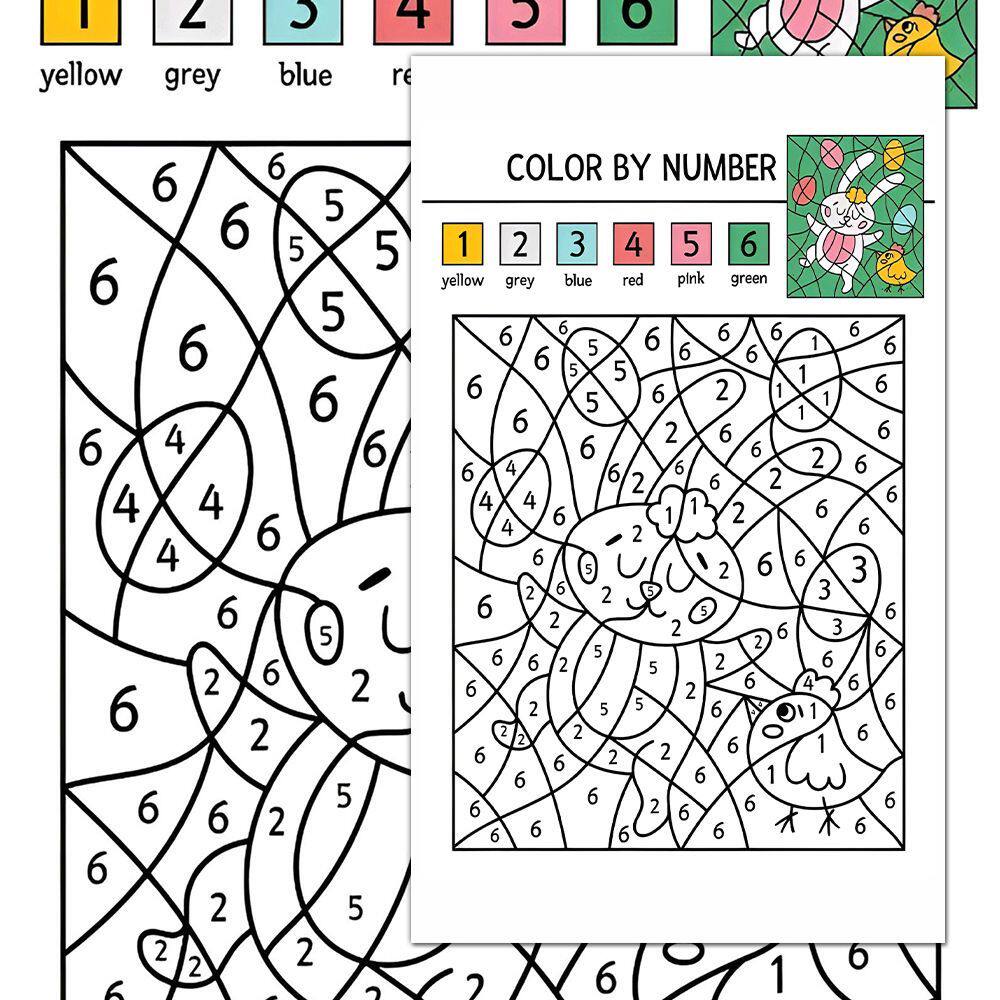趣味数字涂色贴纸幼儿专注力训练数感启蒙找字涂色游戏亲子互动贴