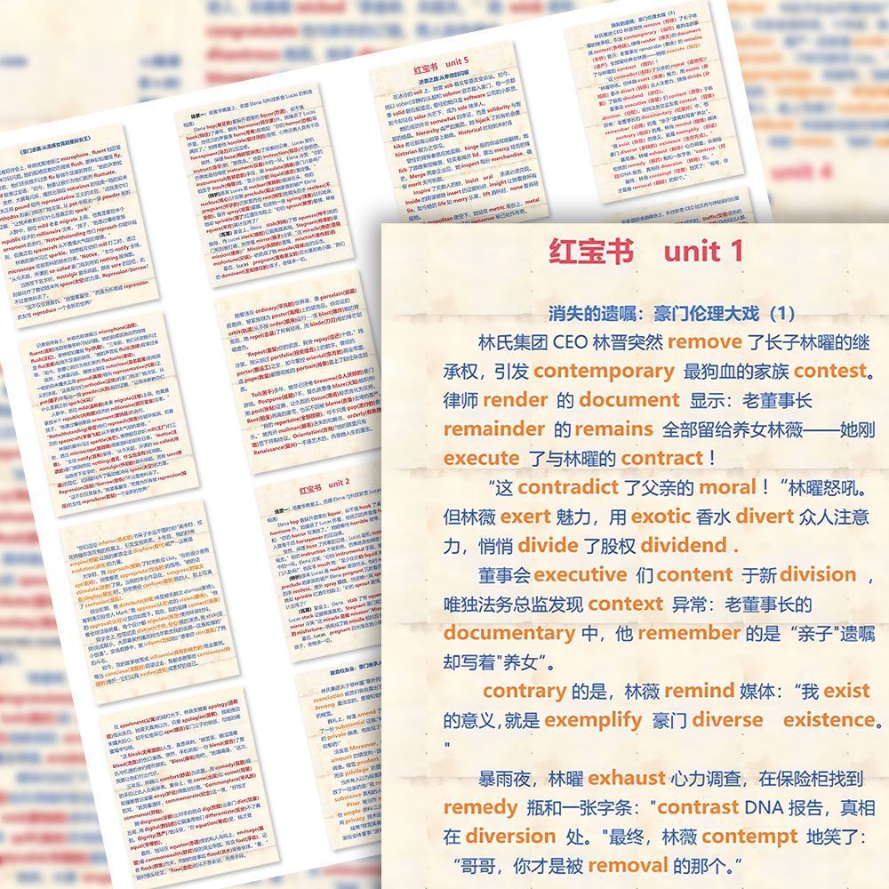 72张红宝书狗血小说背单词贴纸趣味英语单词记忆法考研自粘贴