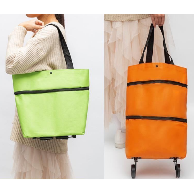 可折叠拖轮购物袋带轮子环保袋无纺布便携大容量买菜包女手提袋子