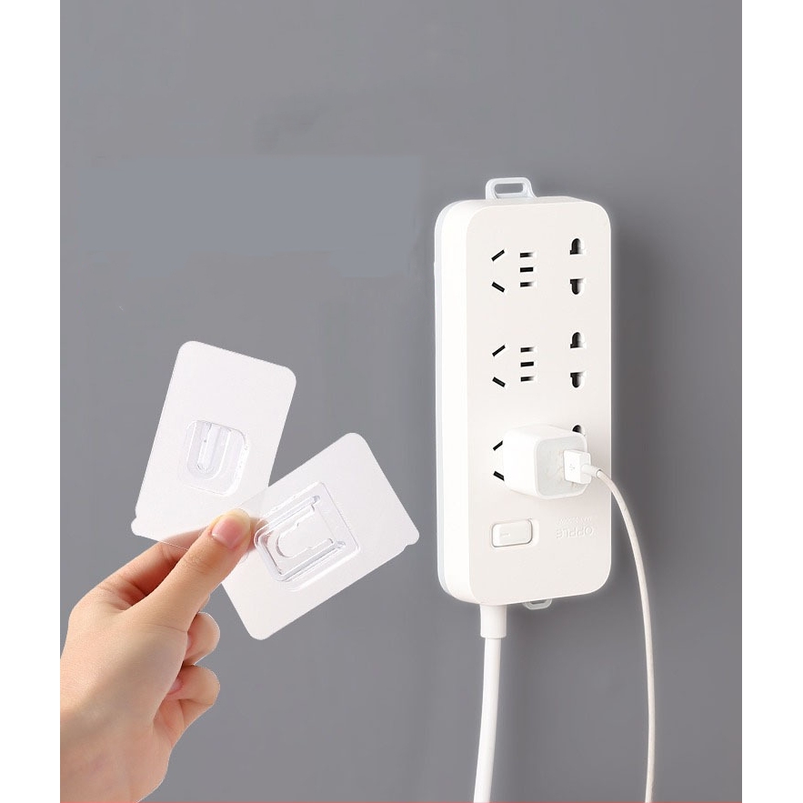 排插固定器壁挂式插座插排收纳数据线免打孔固定插线板电线墙上贴