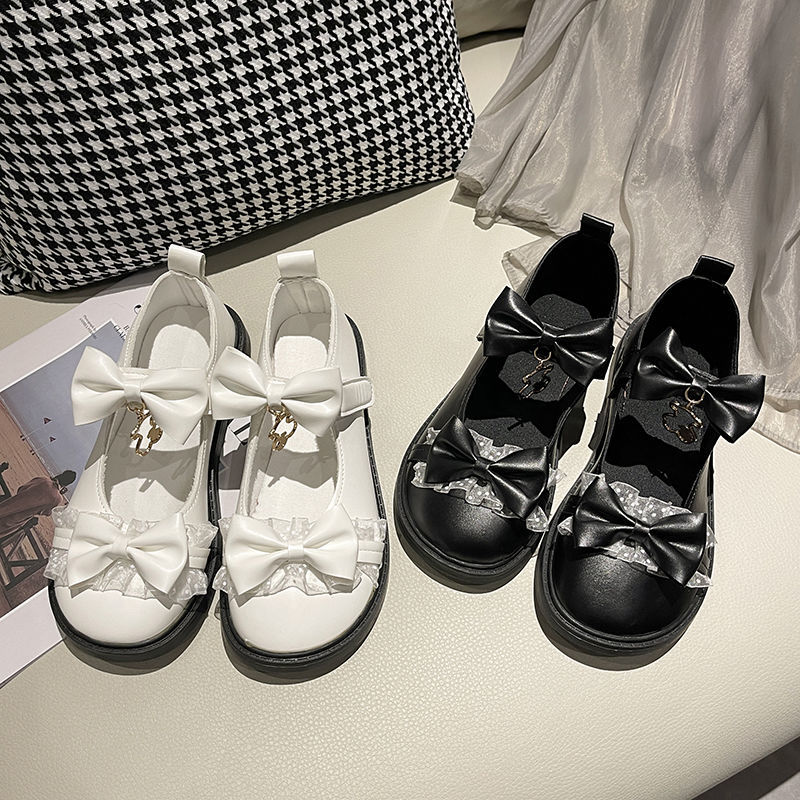 洛丽塔jk制服小皮鞋女夏2025新款韩版学生百搭软妹蝴蝶结厚底单鞋