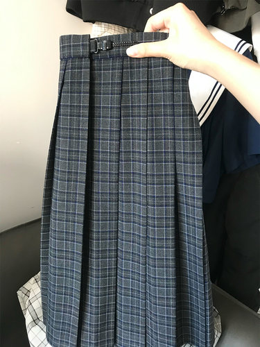 鱼丸与面沧石jk制服套装格裙灰色百褶裙半身裙学院风校供感女