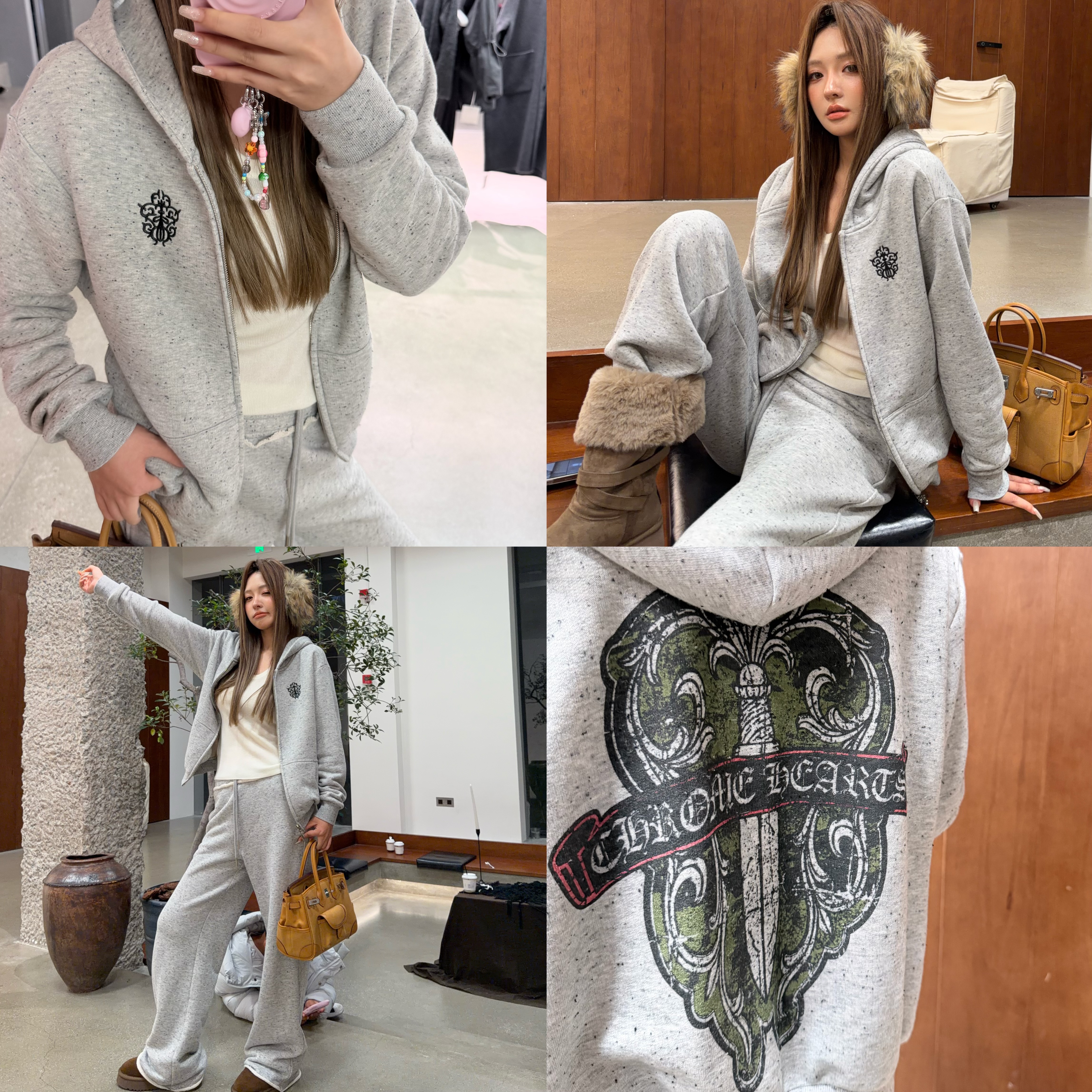 时尚前卫刺绣连帽卫衣套装1110