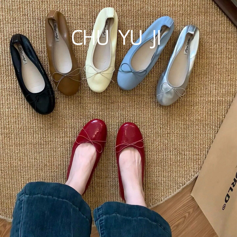初遇季法式平底红色婚鞋单鞋女鞋浅口单鞋