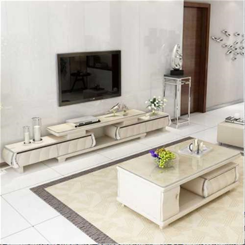 电视柜茶几组合现代简约客厅伸缩大理石钢化玻璃新款多功能电视桌