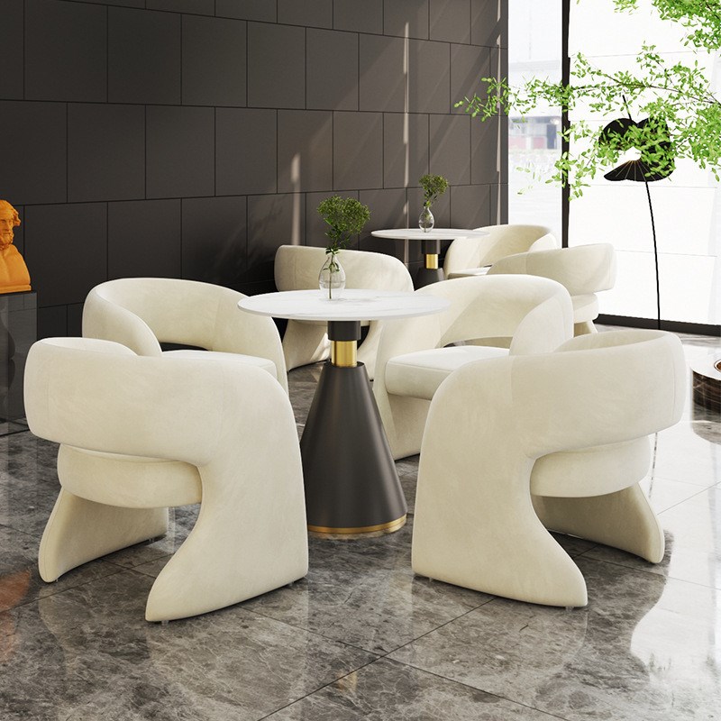 影楼单人沙发售楼处轻奢现代接待沙发酒店大堂洽谈桌椅组合休息区