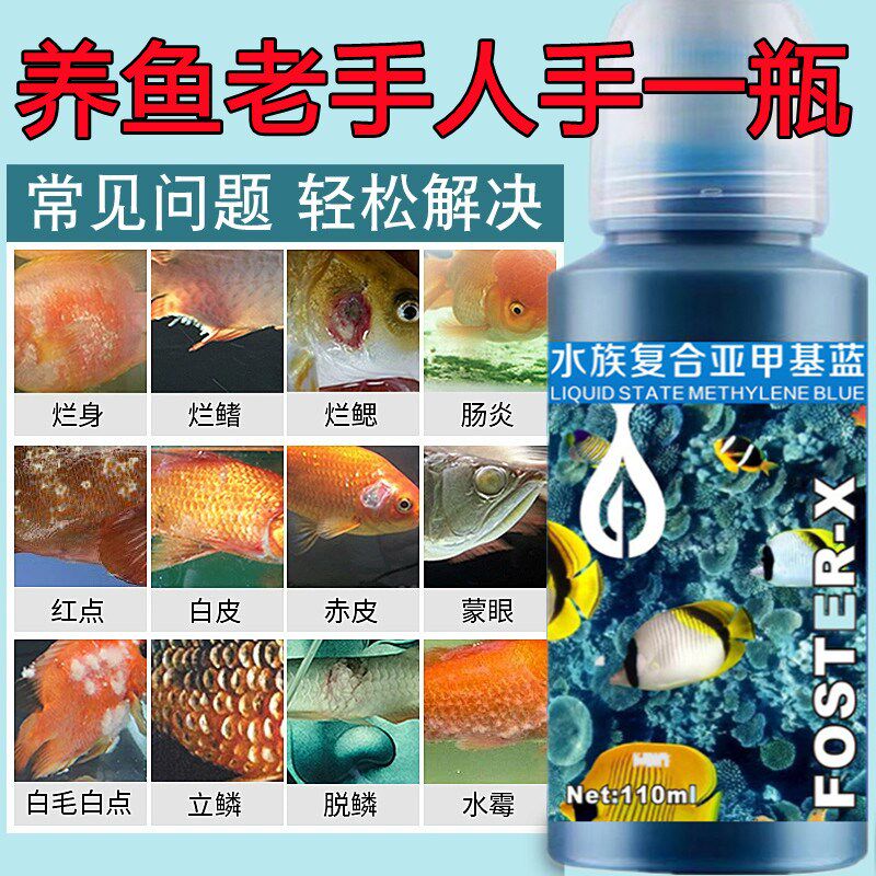 鱼缸消毒亚甲基蓝蝴蝶鲤烂尾充血鱼病专用白点病水霉病锦鲤金鱼药
