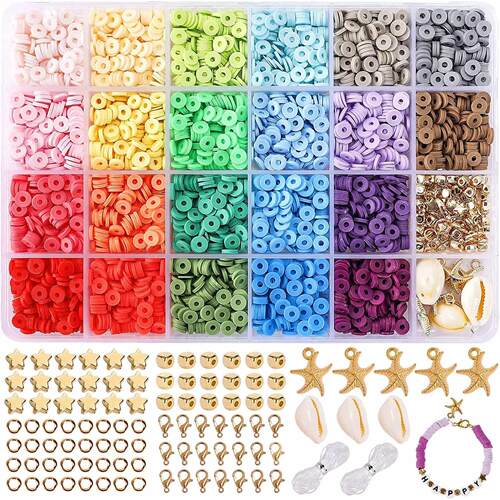 00Pcs/Box 6mm Clay Bracelet Beads for Jewelry Making Kit F