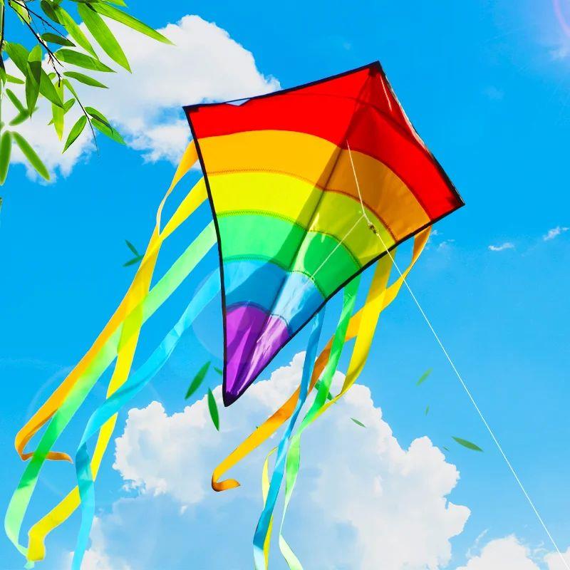 YongJian Colorful Rainbow Kite Long Tail Diamond kite for Be