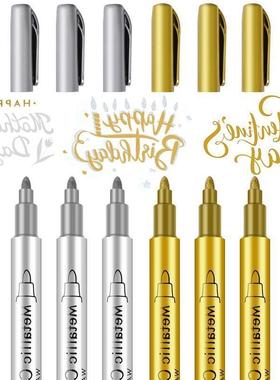metallic brush pen gold silver craftwork signature金属记号笔