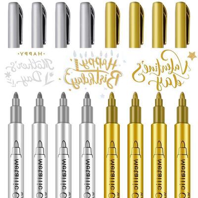metallic brush pen gold silver craftwork signature金属记号笔