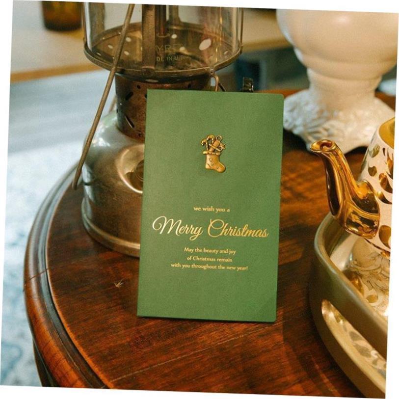 Vintage metal deer gilt Christmas card greeting card圣诞贺卡