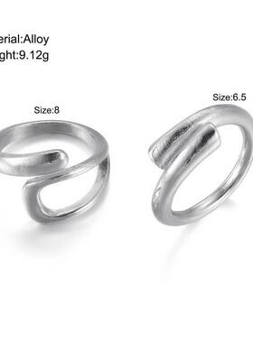 Open ring girl复古夸张交错几何关节戒指ins风 朋克开口指环女