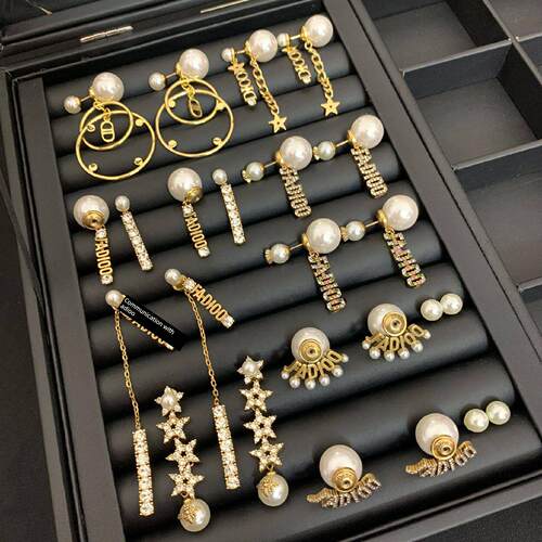 Fashion Tassel Pearl Earrings for Women Star Letters Stud