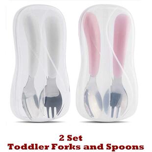 Toddler Forks and Spoons Self Feeding Flatware Utensils kids