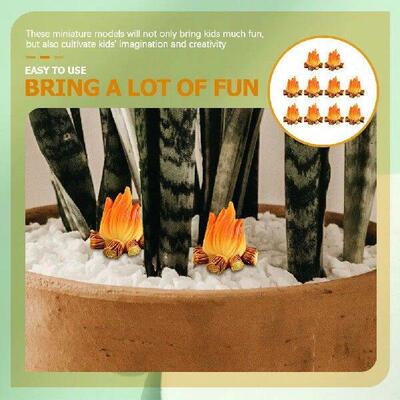 10 Pcs Fire Ornaments Micro Model Fairy Toy Fake Campfire