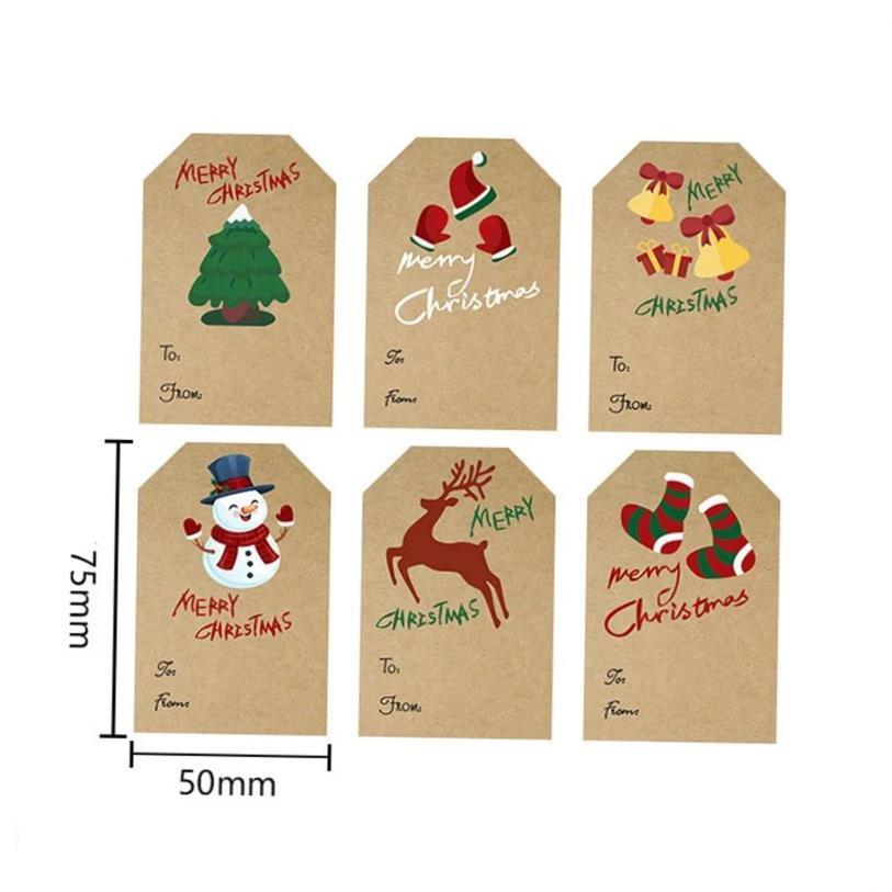 50-100pcs Kraft paper Christmas Gift Name Tags rectangle Xma
