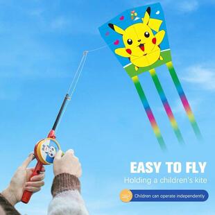 Pikachu Kite With Handle Line Children Kite Flying Toy Easy