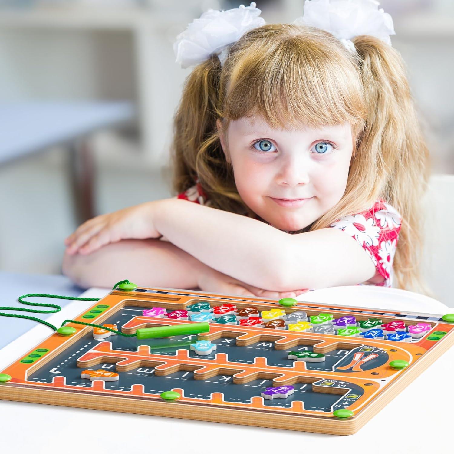 Magnetic Alphabet Letter Maze Montessori Toys Wooden Puzzle
