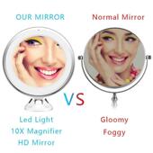 Magnifying Magnifier LED Makeup 10X Lamp Light Mirror Batter