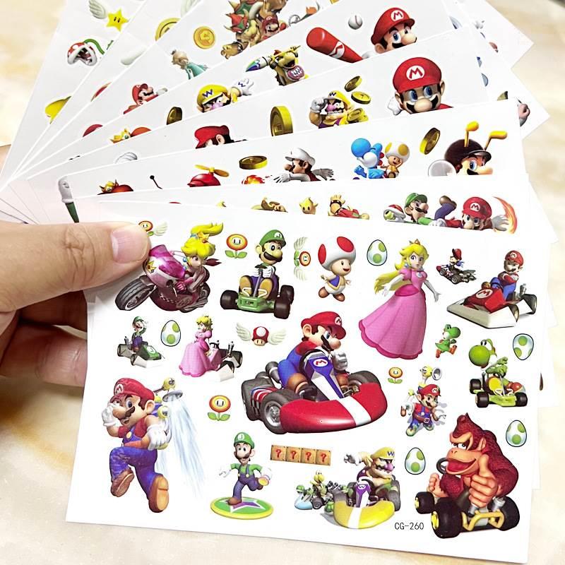 Super Mario Bros Tattoo Stickers Kawaii Anime Figure Toys Ki
