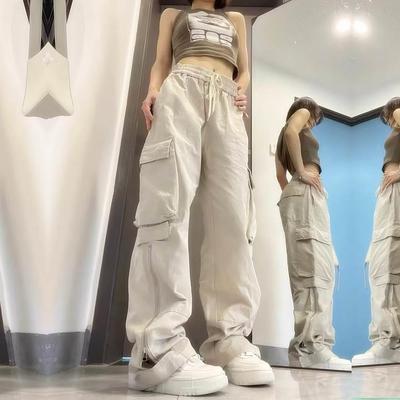 Cargo Pants Women Vintage Casual Drawstring Baggy Trousers