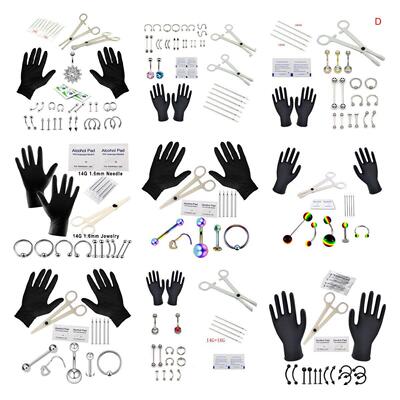 Body Piercing Kit With Needle Pack Nose Septum Belly Button