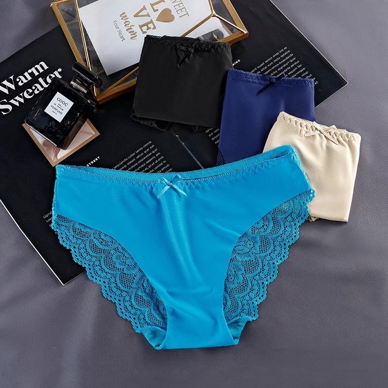 Ice silk large size breathable underwear cotton file sexy