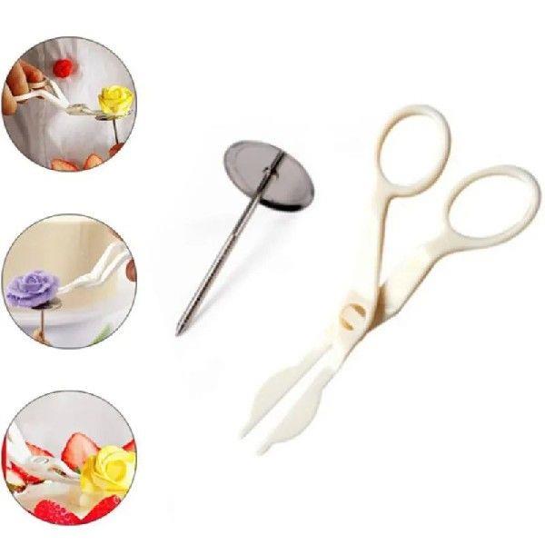 7Pcs/set Flower Scissor+Cake Tray +5pcs Flower Leaves