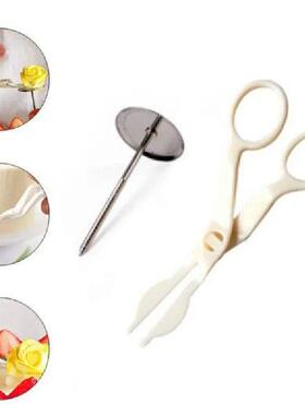 7Pcs/set Flower Scissor+Cake Tray +5pcs Flower Leaves