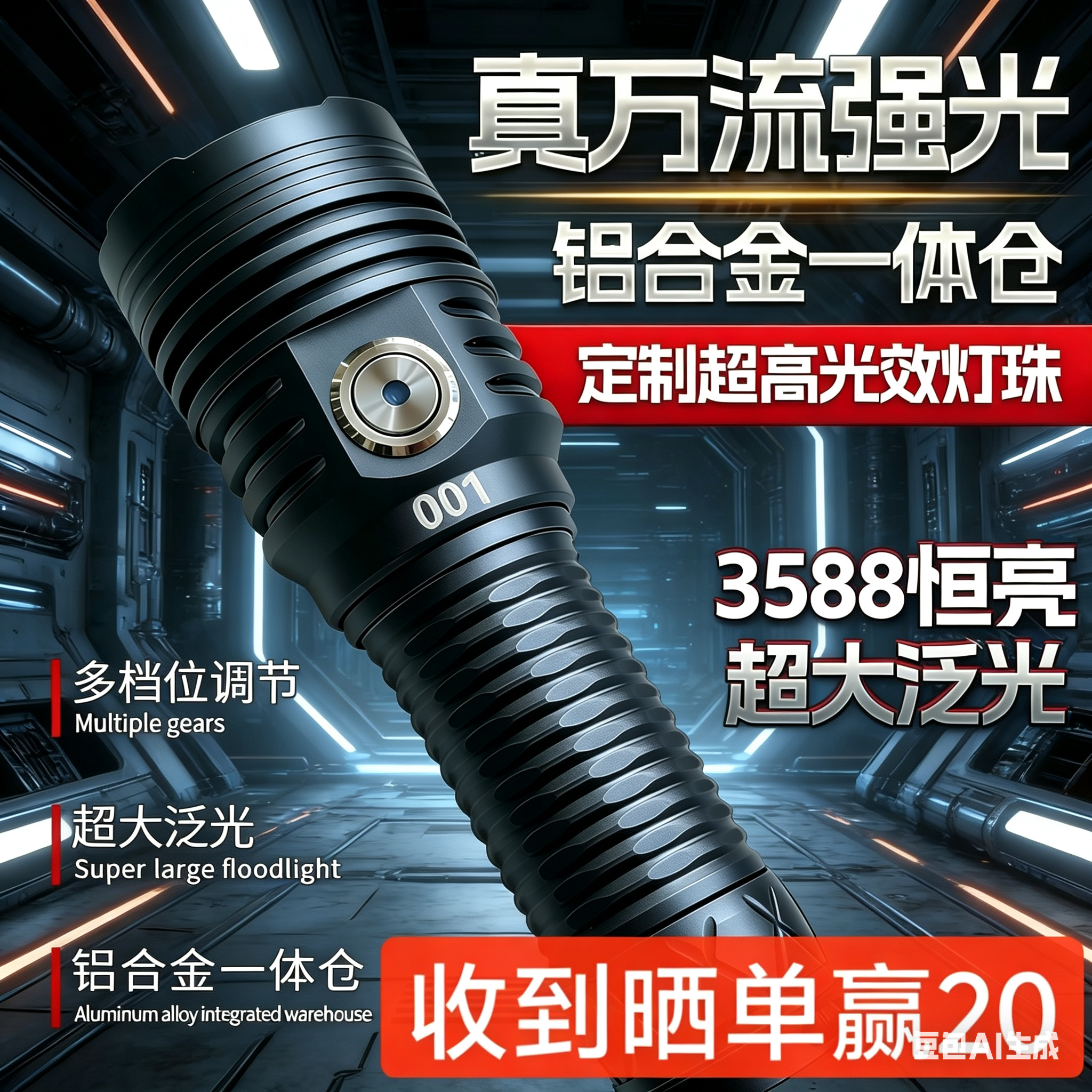 新TK001款强光充电超亮户外真万流超大泛光便携式筒友推荐手电筒