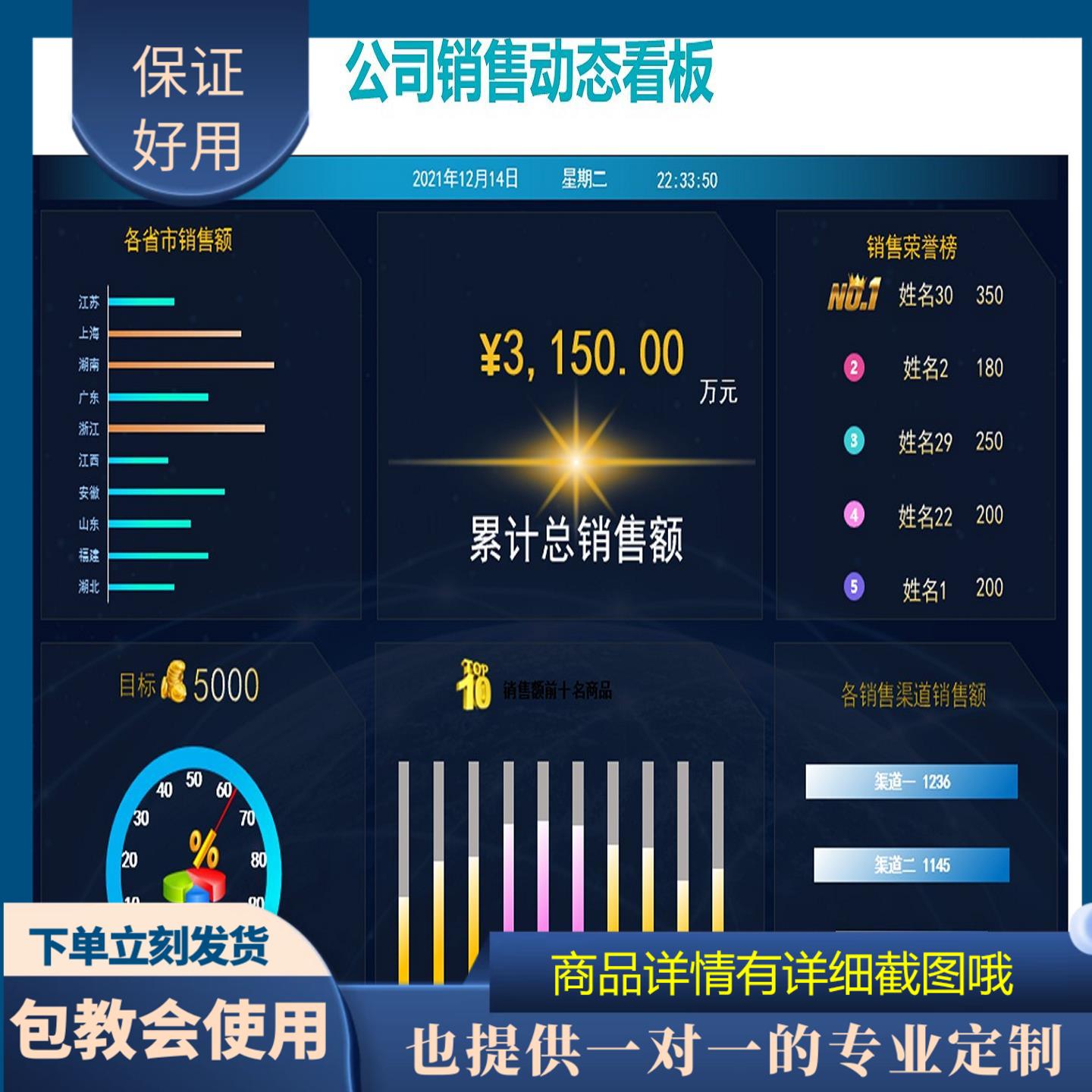 原创设计公司动态销售看板EXCEL表格WPS定制