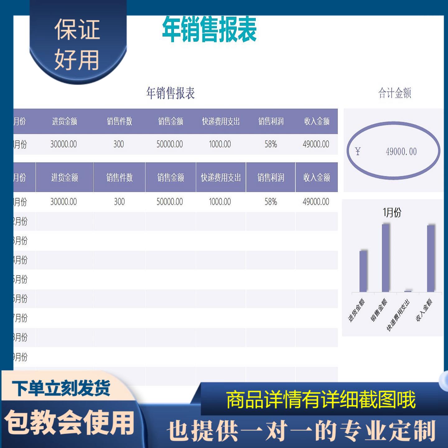 原创设计年销售报表EXCEL表格WPS定制