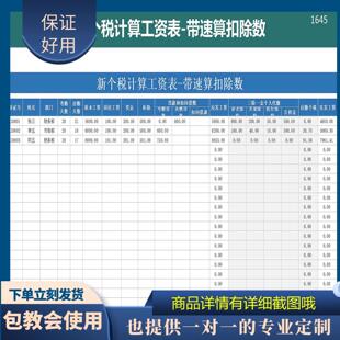 原创设计新个税计算工资表EXCEL表格WPS定制