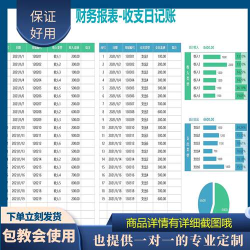 原创设计财务报表收支日记账EXCEL表格WPS定制