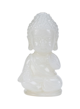 石诚记天然玉石如来佛像中式摆件