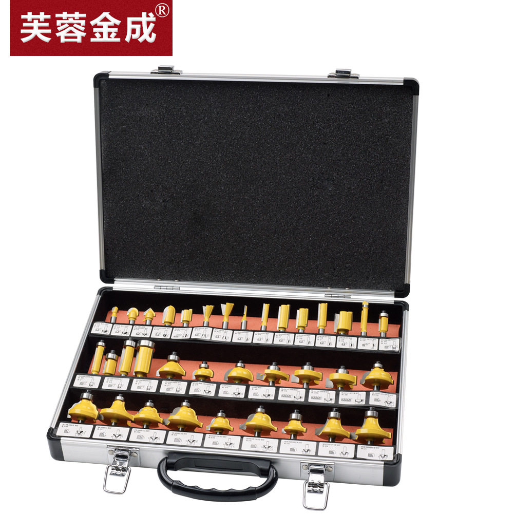 35件套木工铣刀套装 修边机木工铣刀 厂家直销刀头套装1/4柄1/2柄