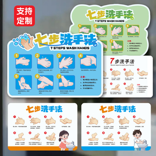 七步洗手法步骤医院诊所幼儿园口腔卫生7步正确洗手间提示标识牌